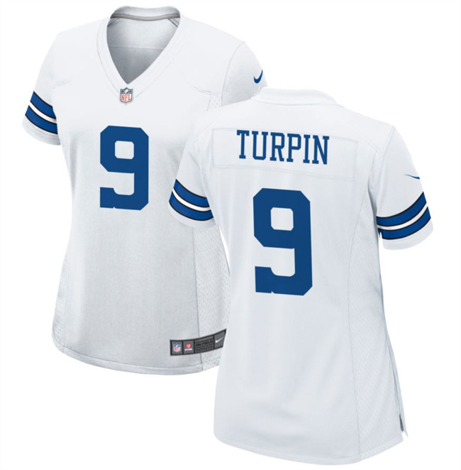 Women's Dallas Cowboys #9 KaVontae Turpin White Football Stitched Jersey(Run Small)